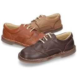 Zapatito Niño tipo blucher con picados en piel EXTRA SUAVE.