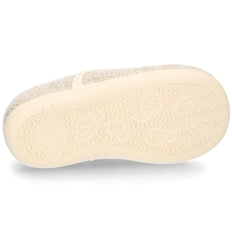 Zapatito niño tipo Blucher vestir con cordones en LINO NATURAL.