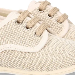 Zapatito niño tipo Blucher vestir con cordones en LINO NATURAL.