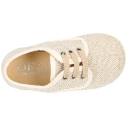 Zapatito niño tipo Blucher vestir con cordones en LINO NATURAL.