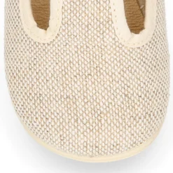 Zapatito niño tipo Pepito vestir con hebilla en lino natural.