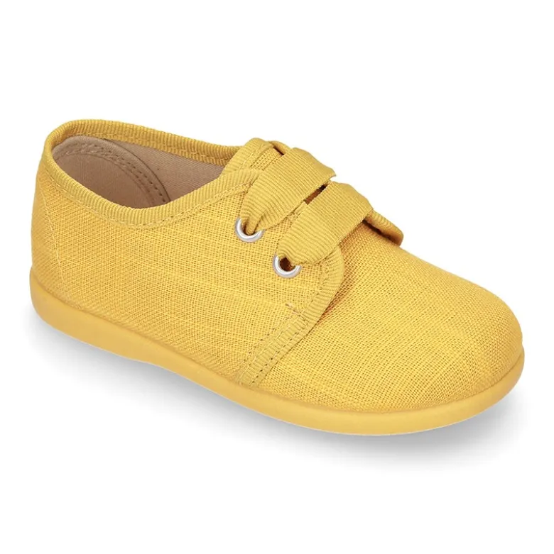 Zapatito tipo Blucher en algodón de vestir para peques.