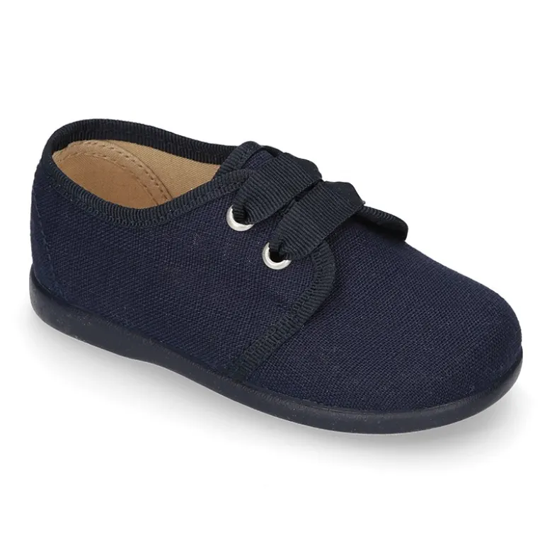 Zapatito tipo Blucher en algodón de vestir para peques.