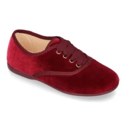 Zapatito tipo Blucher en terciopelo con lazos para mayores.