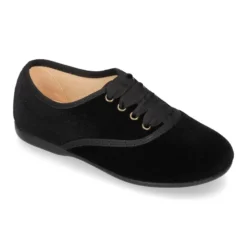 Zapatito tipo Blucher en terciopelo con lazos para mayores.