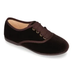 Zapatito tipo Blucher en terciopelo con lazos para mayores.