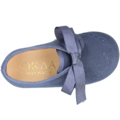 Zapatito tipo Blucher niños con lazos y picados en Serratex.