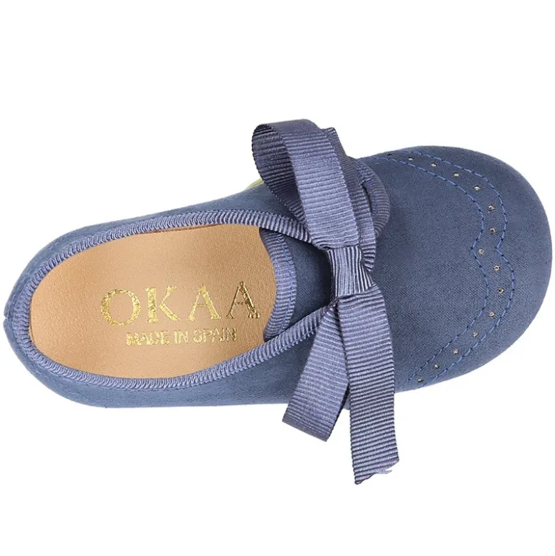 Zapatito tipo Blucher niños con lazos y picados en Serratex.