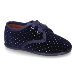 Zapatito tipo Blucher niños en terciopelo con cristalitos para peques.