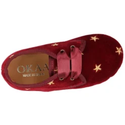 Zapatito tipo Blucher niños en terciopelo con ESTRELLAS bordadas.