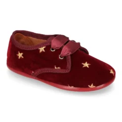 Zapatito tipo Blucher niños en terciopelo con ESTRELLAS bordadas.