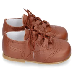 Zapatito tipo INGLÉS niños en piel napa suave CUERO.