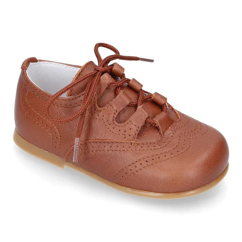 Zapatito tipo INGLÉS niños en piel napa suave CUERO.