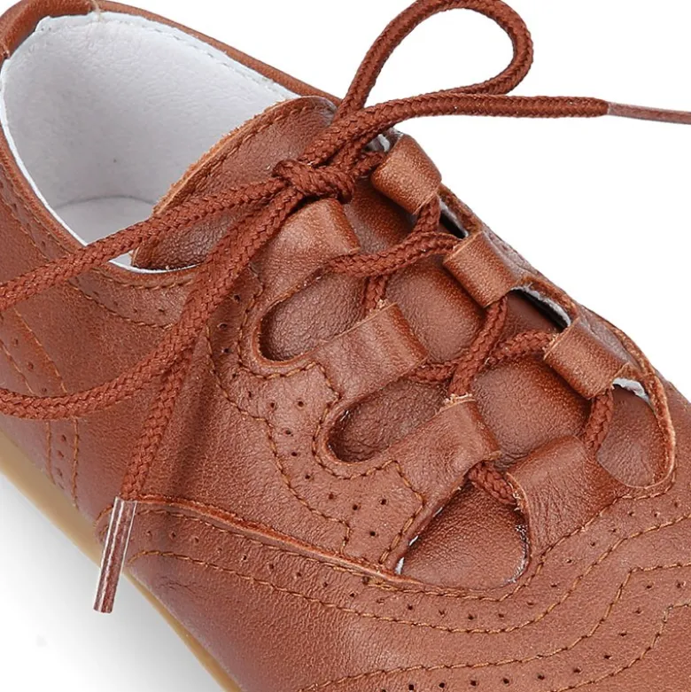 Zapatito tipo INGLÉS niños en piel napa suave CUERO.
