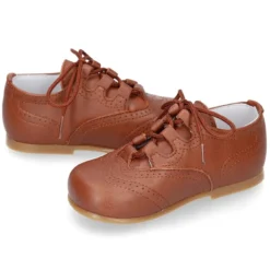 Zapatito tipo INGLÉS niños en piel napa suave CUERO.