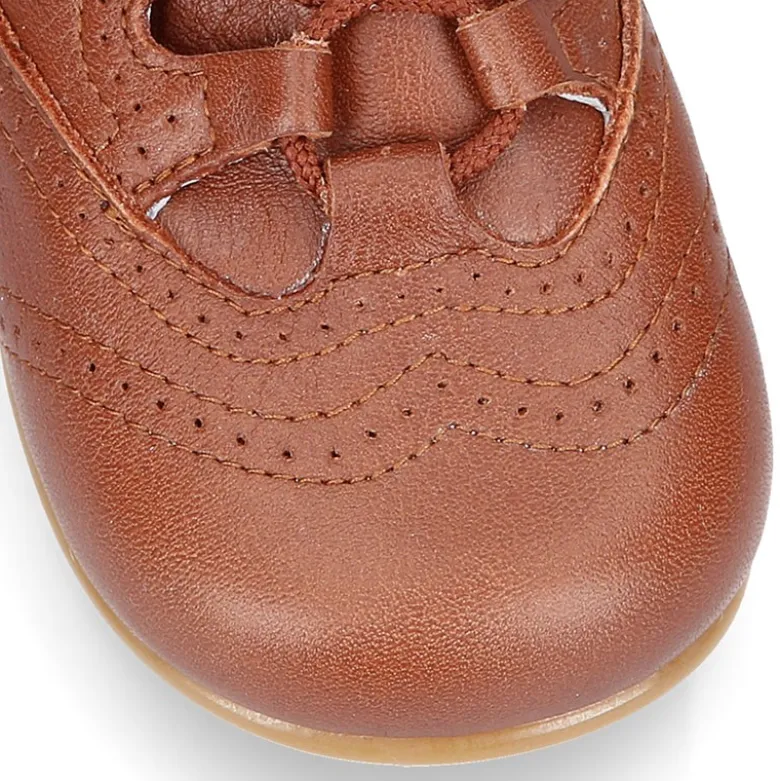 Zapatito tipo INGLÉS niños en piel napa suave CUERO.