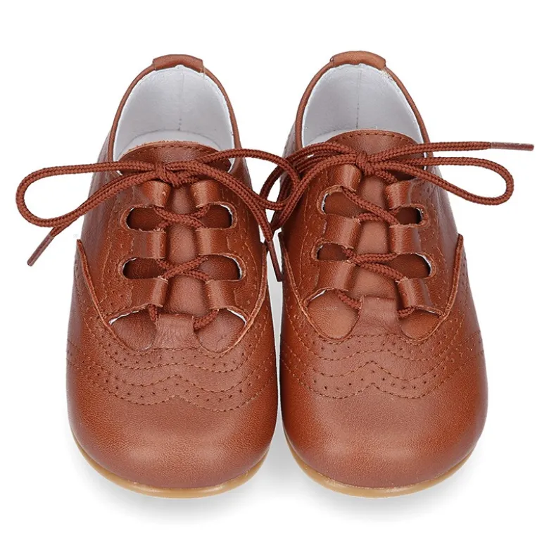 Zapatito tipo INGLÉS niños en piel napa suave CUERO.