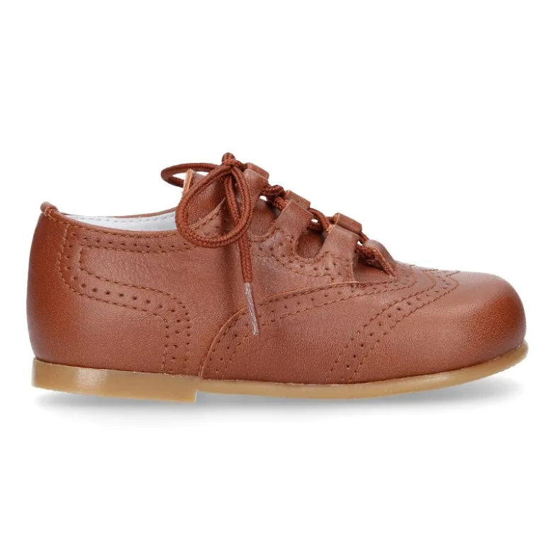 Zapatito tipo INGLÉS niños en piel napa suave CUERO.