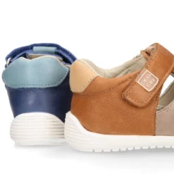 Zapato asandaliado niños OKAA FLEX sin cordones en Piel Napa combinada.