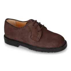 Zapato colegial Niño tipo Blucher con cordones en piel lisa Serraje.