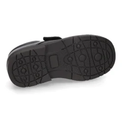 Zapato colegial niño tipo Blucher sin cordones y diseño pala vega en piel.
