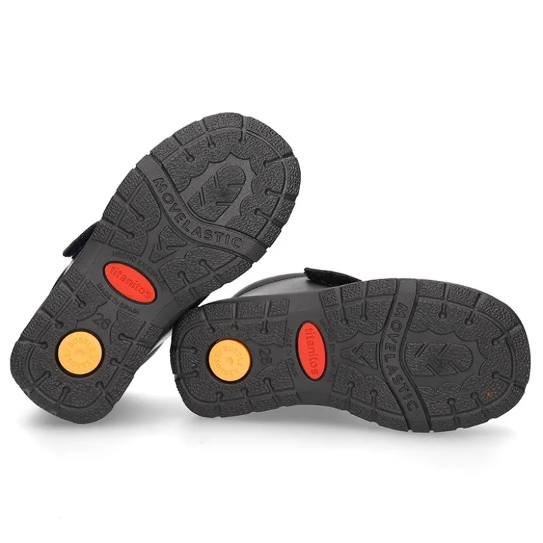 Zapato colegial niño tipo Botita sin cordones en piel lavable.