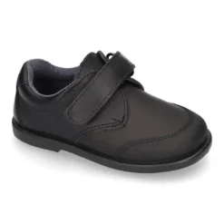 Zapato colegial tipo Blucher sin cordones y con puntera en piel lavable para peques.