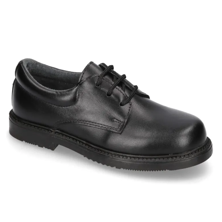 Zapato colegial tipo Blucher con cordones en piel lisa Boxcalf.