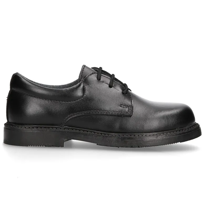 Zapato colegial tipo Blucher con cordones en piel lisa Boxcalf.