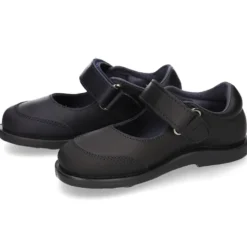 Zapato colegial tipo Mercedita con cierre adherente y puntera en piel lavable para peques.