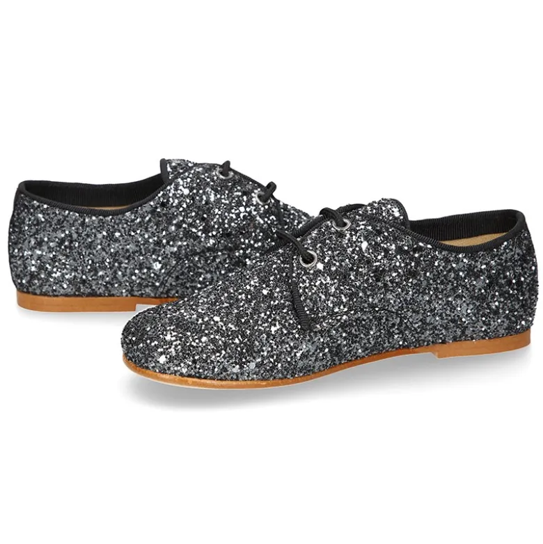 Zapato Niña tipo Blucher estilizado en GLITTER.