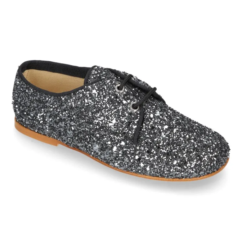 Zapato Niña tipo Blucher estilizado en GLITTER.