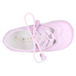 Zapato niño INGLES con cordones y borlas en piel napa LILA.