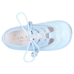 Zapato niño INGLES con cordones y borlas en piel napa AZUL.