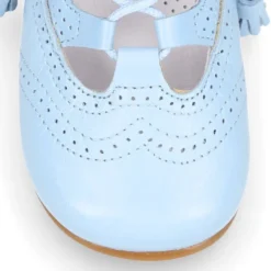 Zapato niño INGLES con cordones y borlas en piel napa AZUL.