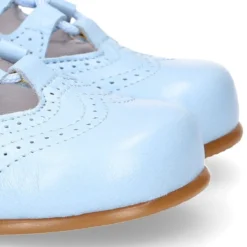 Zapato niño INGLES con cordones y borlas en piel napa AZUL.