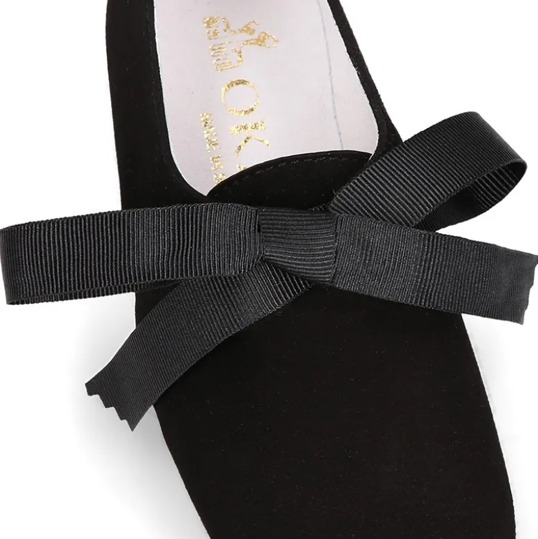 Zapato Niños tipo Blucher estilizado en piel ANTE NEGRO.