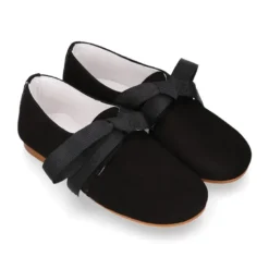 Zapato Niños tipo Blucher estilizado en piel ANTE NEGRO.