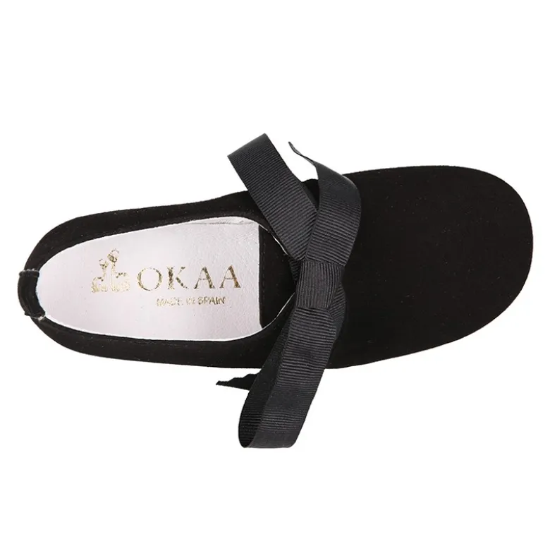 Zapato Niños tipo Blucher estilizado en piel ANTE NEGRO.
