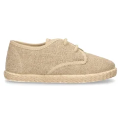 Zapato niño tipo Bamba en LINO con cordones y suela alpargata.