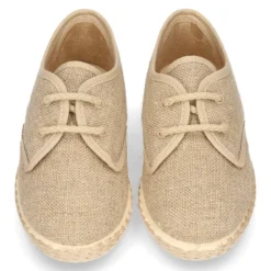 Zapato niño tipo Bamba en LINO con cordones y suela alpargata.