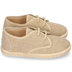 Zapato niño tipo Bamba en LINO con cordones y suela alpargata.
