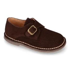Zapato Niño tipo Blucher con hebilla en piel Serraje.