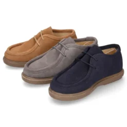 Zapato niño tipo wallabee con cordones en piel serraje