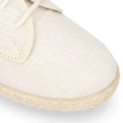 Zapato tipo bamba en lino beige con cordones y suela alpargata