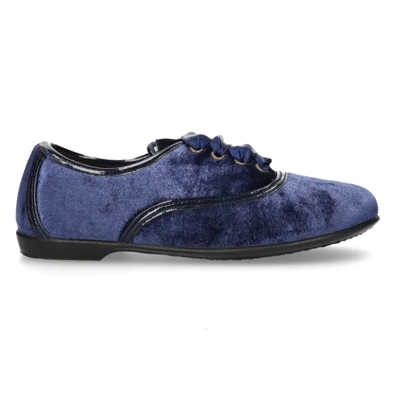 Zapato tipo Blucher con lazos en TERCIOPELO NACARADO.