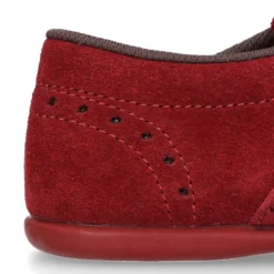Zapato tipo Blucher con lengüeta con flecos y picados en serraje.