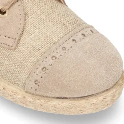 Zapato tipo Blucher en LINO combinado con SERRAJE con cordones y suela alpargata.
