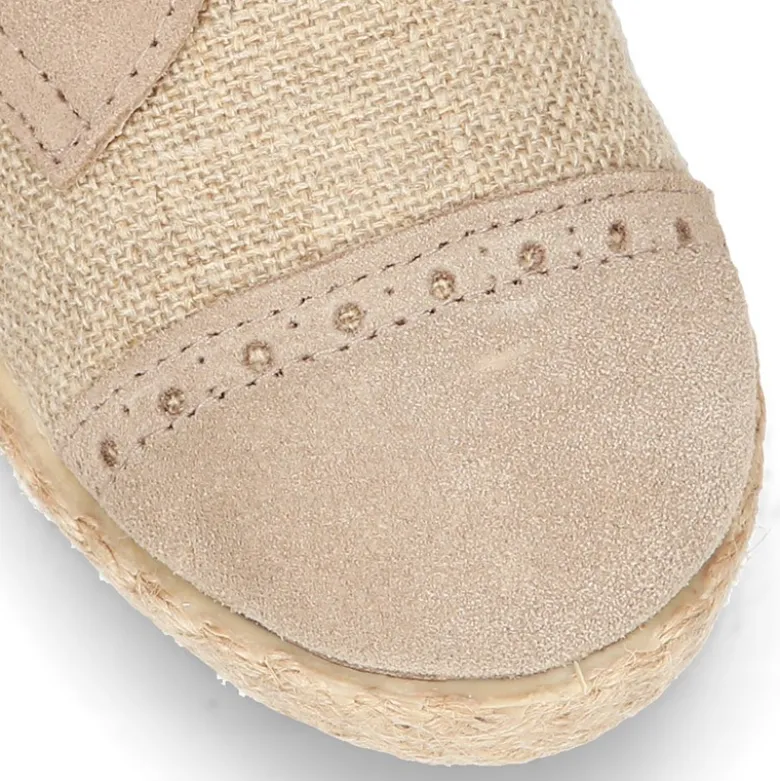 Zapato tipo Blucher en LINO combinado con SERRAJE con cordones y suela alpargata.