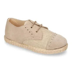 Zapato tipo Blucher en LINO combinado con SERRAJE con cordones y suela alpargata.